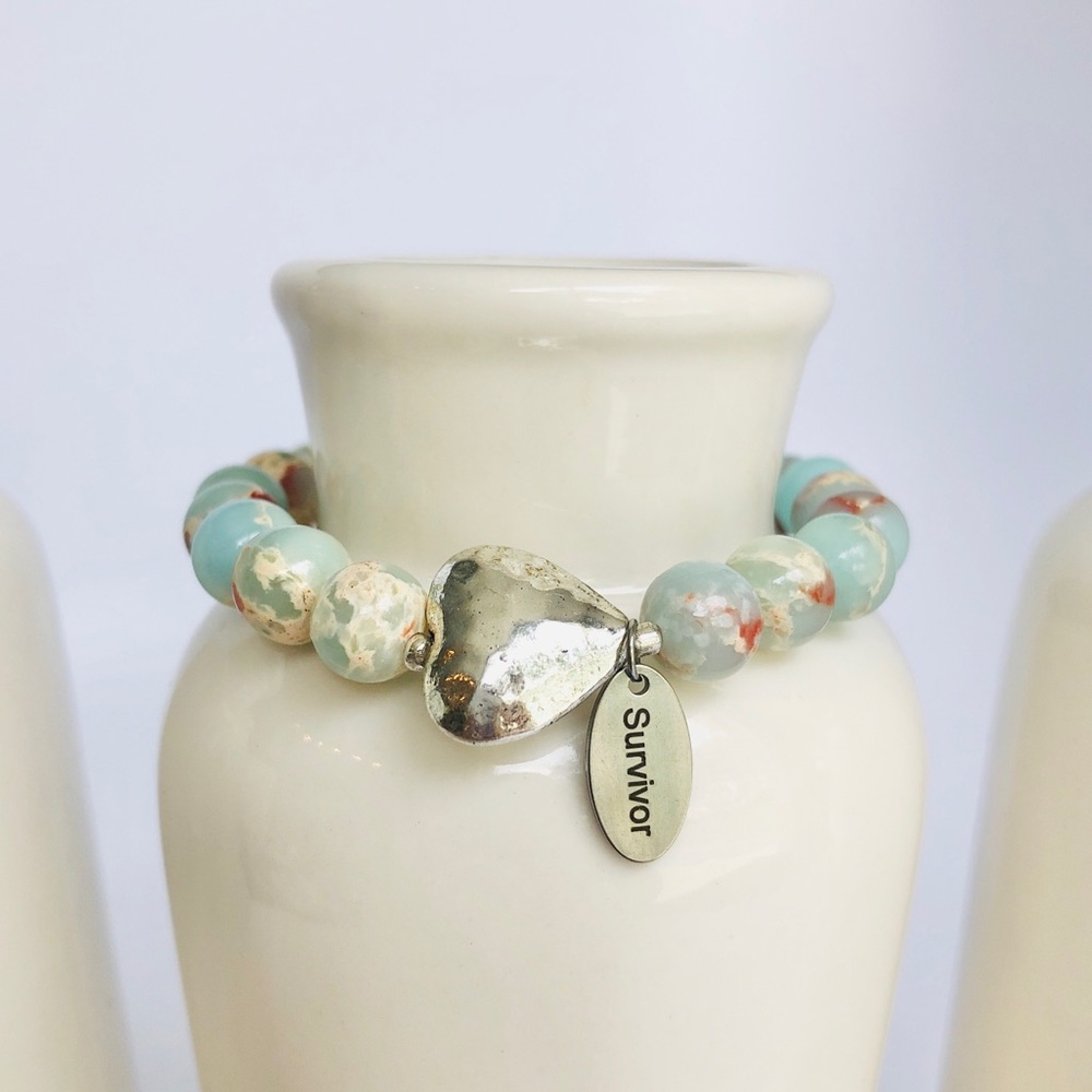 GEMSTONE | Jasper Heart Survivor Beaded Bracelet